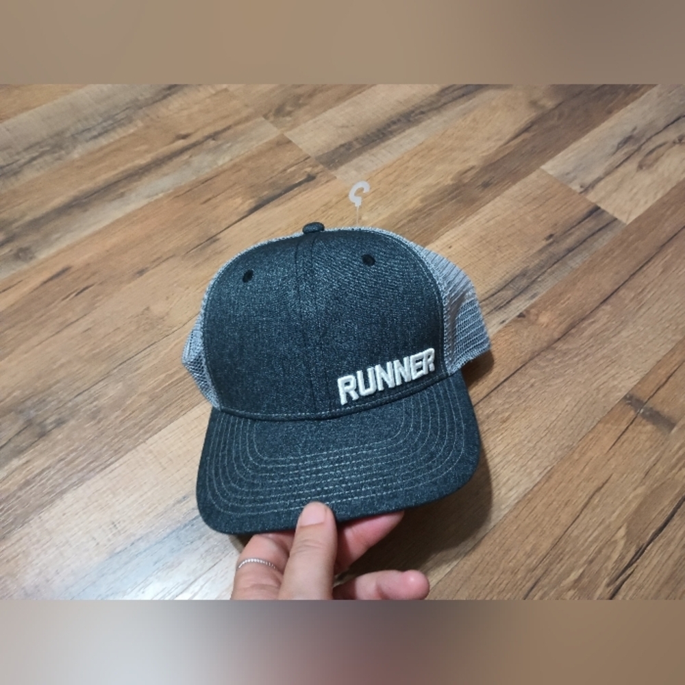Brooks Gray and White Runner Cap